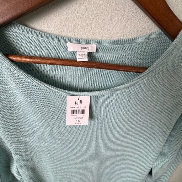 NWT J.Jill Pure Jill Boat Neck Wool Blend Sweater Tunic in lucite light blue 1X - Picture 10 of 14